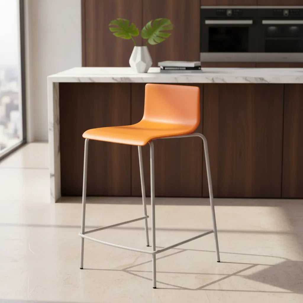 Juego de 2 Bancos Para Barra Cocina Naranja Origen Italiano