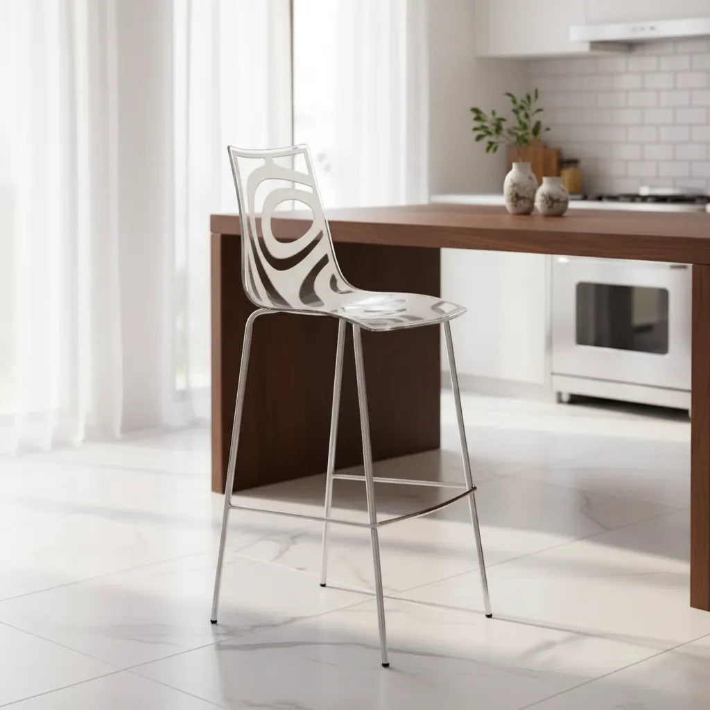 Juego De 2 Bancos Barra Cocina Modernos Italianos Blanco