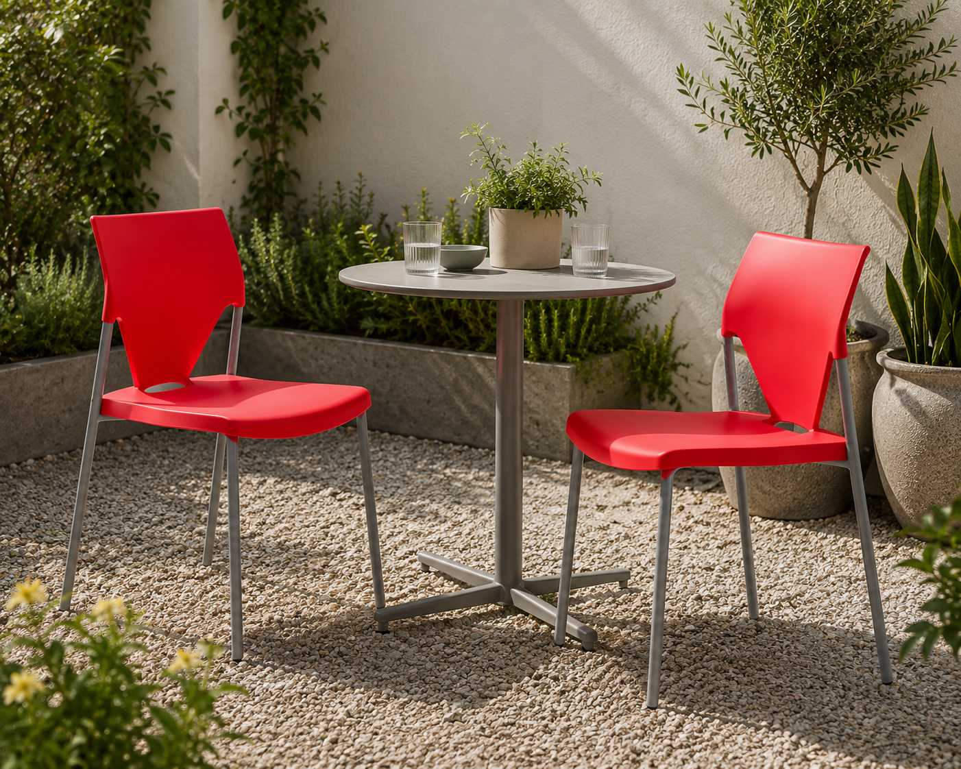 Juego de 2 Sillas Rojas Origen Italiano Interior y Exterior