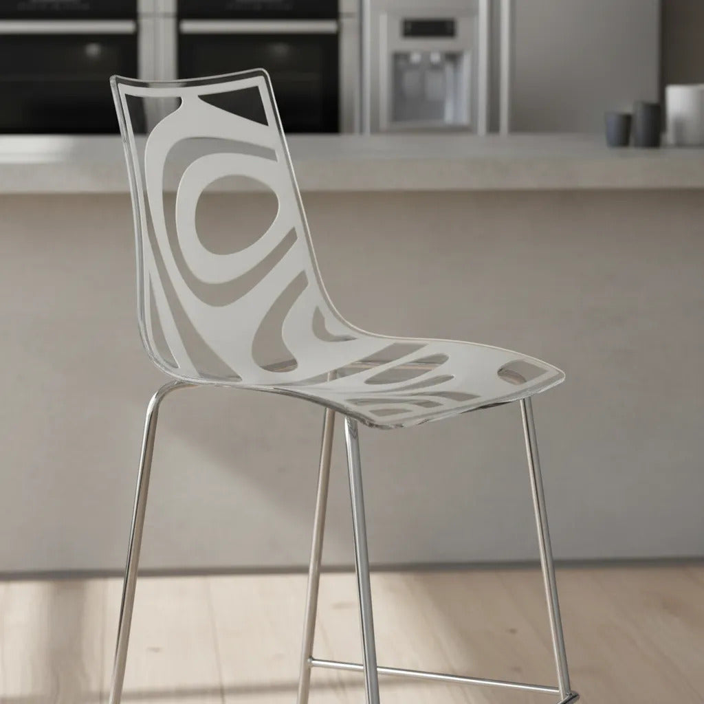 Juego De 2 Bancos Barra Cocina Modernos Italianos Blanco