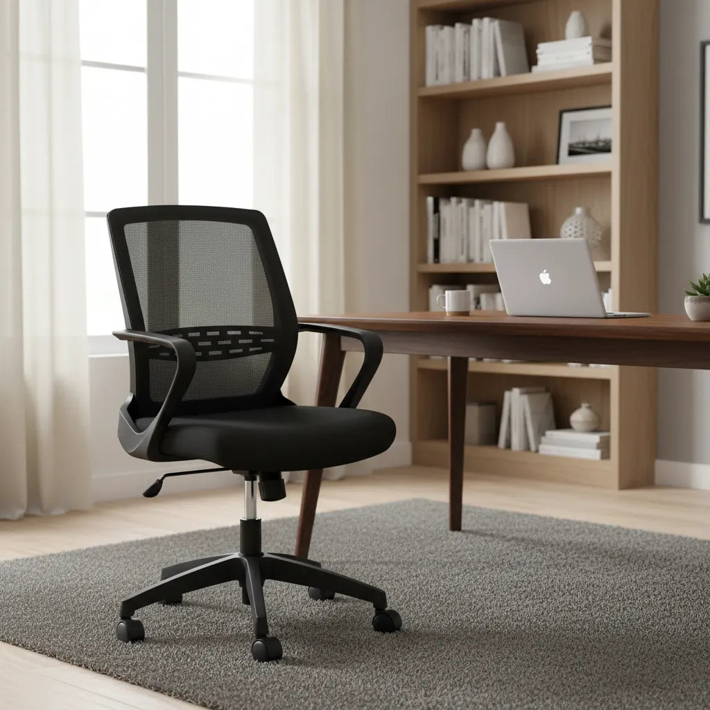 Silla Oficina Ergonómica Operativa Mesh Soporte Lumbar Negra