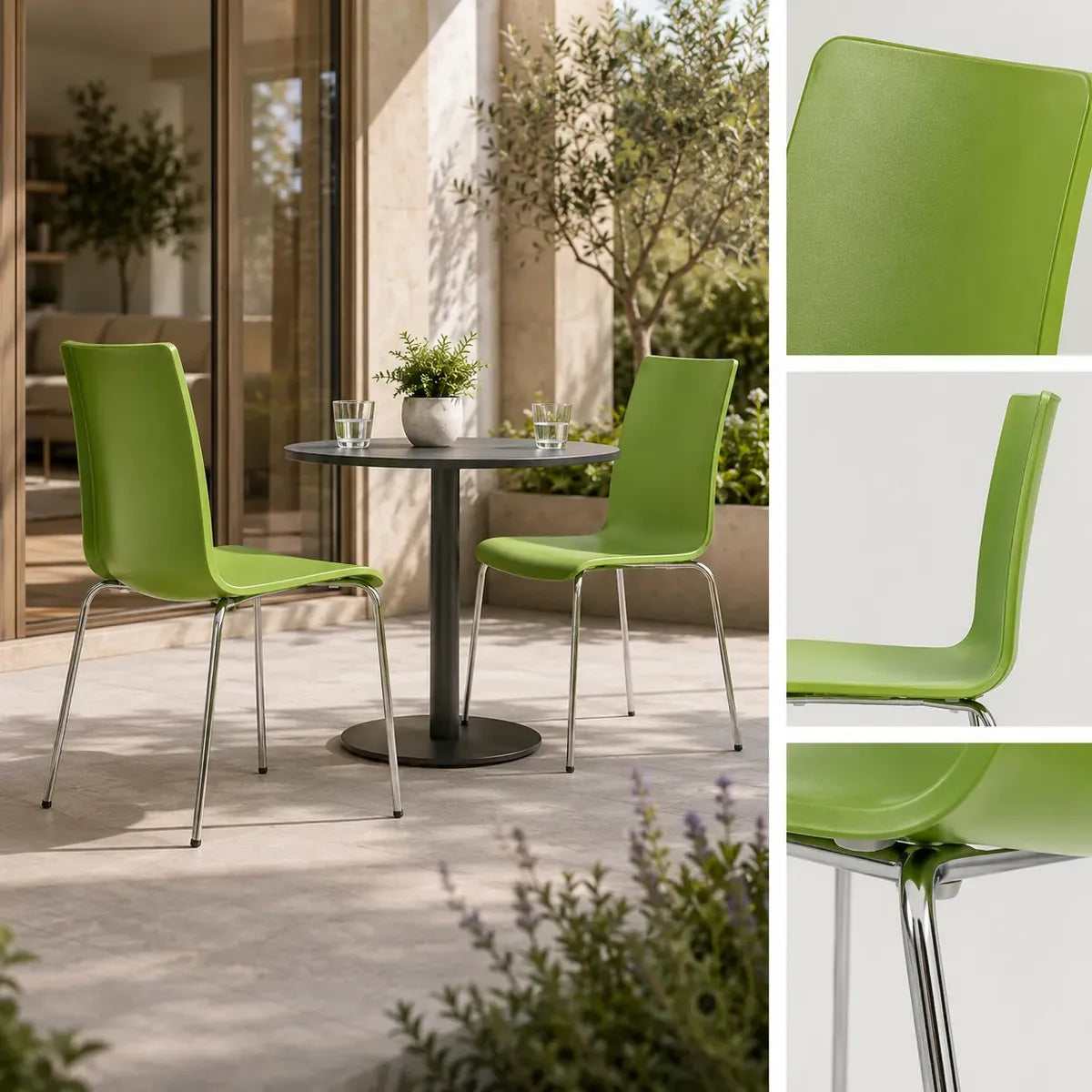 Set de 2 Sillas Modernas Verdes para Interior y Exterior